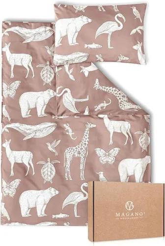 MAGANO Kinderbettwäsche, Bambus & Baumwolle Satin, Luxus Kinder Bettwäsche, 400 TC Luxusqualität, Tiermuster, Hypoallergen, Thermoregulierend