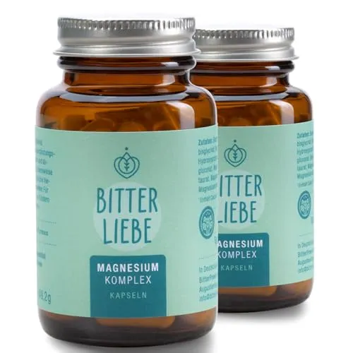 BitterLiebe - Hochdosierte Magnesium Bisglycinat Kapseln - Hochdosierte Magnesium Kapseln (250mg pro Tagesdosis), ideal für aktive Menschen. Mit optimaler Bioverfügbarkeit für eine effektive Nährstoffaufnahme. 100% vegan und ohne künstliche Zusätze, perfekt für eine natürliche Ernährung.