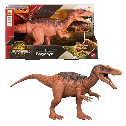 Jurassic World Wild Roar Baryonyx Spielfigur - Spielzeug: Dino-Spielfigur für Kinder ab 4 Jahren, mit realistischen Geräuschen und beweglichen Teilen für kreatives Spielvergnügen.