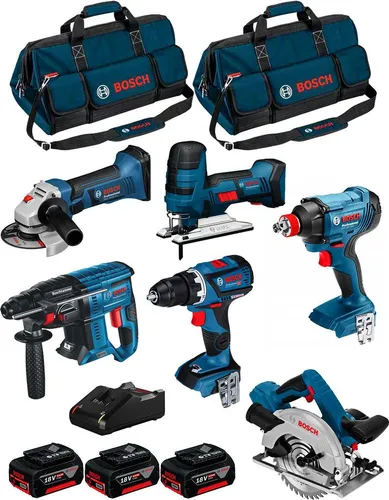 Kit 18v Bk602bag (gdx 18v-180+gbh 18v-21+gks 18v-57+gst 18v-li S+gws 18-125v-li+gsr 18v-60 C+ 3x5,0ah+gal18v-40+2 Taschen) - Bosch