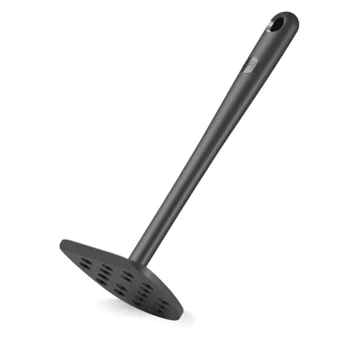 Hoffmann Kartoffelstampfer aus Edelstahl mit Silikon-Ummantelung, Anthrazit, 25 cm, Spülmaschinenfest, Hitzebeständig bis 200°C, Pürierstampfer, Küchenhelfer, Küchenstampfer