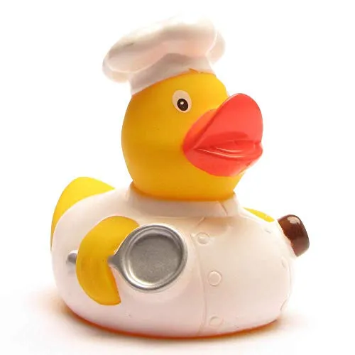 Duckshop I Badeente Koch I Quietscheente I L: 8 cm I Quietscheentchen I Geschenk für Küchenpersonal I Präsent Sammler