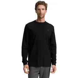 Langarmshirt TOM TAILOR, Herren, Gr. M, schwarz, Single Jersey, Obermaterial: 100% Baumwolle, unifarben, regular fit taillenbedeckt, Rundhals, Bündchen, Shirts Langarmshirt, mit Logo Stickerei