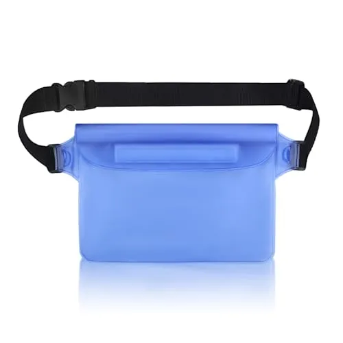 wasserdichte Bauchtasche,wasserdichte Tasche Schwimmen,Bauchtasche Wasserdicht,Wasserfester Beutel,IPX8 Waterproof Bag,Verstellbarem Gurt,für Wassersport,Schwimmen,Rafting,Angeln,22 * 15.5cm (Blau)