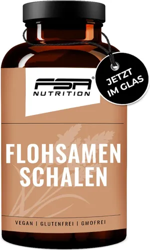Flohsamenschalen im Glas - 180 Kapseln von FSA NUTRITION - Nahrungsergänzungsmittel für Erwachsene, glutenfrei und vegan, ideal zur Unterstützung der Verdauung mit 1200 mg pro Kapsel.