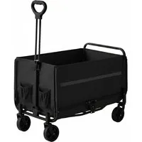 Relaxdays Faltbarer Bollerwagen mit Teleskopgriff, 150 kg Traglast, Schwarz