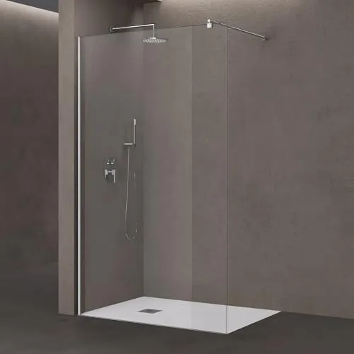doporro Luxus Duschwand Bremen01K 50x200cm - Duschabtrennung aus 8mm ESG-Sicherheitsglas mit Nanobeschichtung für leichtes Reinigen, ideal für moderne Badezimmer. Variabler Wandabstand von 80-120 cm.