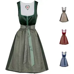 Spieth & Wensky Dirndl Diandra Midi-Dirndl Kleid - Trachtenmode, elegantes 2-teiliges Trachtenkleid in Dunkelgrün für festliche Anlässe und besondere Momente.