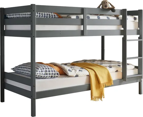 Etagenbett Moritz inkl. 2 Rollroste, grau, Kiefer teilmassiv - 97x140x207cm - Das Etagenbett Moritz aus teilmassivem Kiefernholz in Grau bietet Platz für zwei Schlafplätze und passt ideal in jedes Kinderzimmer. Flexibel nutzbar als Hochbett oder zwei Einzelbetten – perfekt für optimale Raumausnutzung.