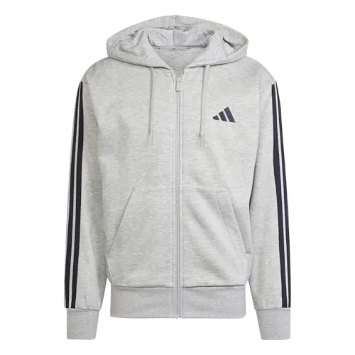 ADIDAS Herren Kapuzensweat Essentials 3-Streifen - Shirts & Tops, bequeme Kapuzenjacke mit flauschiger Innenseite für Wärme und Komfort, ideal für kalte Tage und nachhaltig aus mindestens 70% recycelten Materialien.
