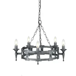 Saxon Kronleuchter mit 5 Lichtern, Schwarz/Silberpatina in schwarz von Elstead Lighting