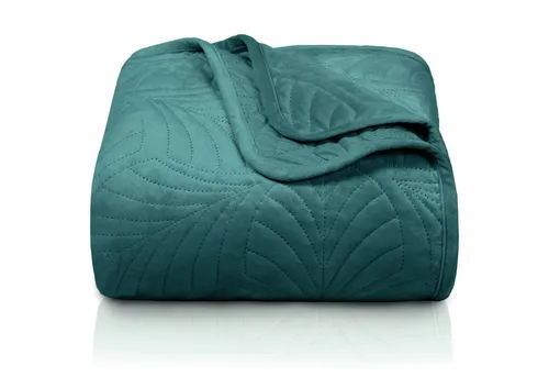 Gräfenstayn Premium Tagesdecke mit Blatt-Design - Dunkelgrüne Tagesdecke mit nahtloser Steppung, ideal für stilvolle Akzente im Wohnbereich. Hergestellt aus 100% Polyester, Maße: 170 cm x 210 cm.