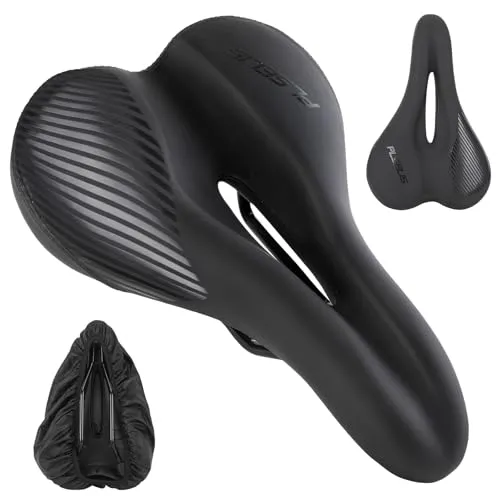 Fahrradsattel Herren Damen Bequem, Weicher Gel Memory Schaum Ergonomisch Fahrrad Sattel mit wasserdichte Abdeckung, Fahrradsitz Atmungsaktiv Stoßdämpfend für E-Bike MTB Rennrad Cityrad