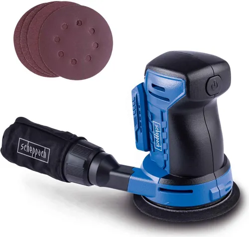 Scheppach Akku-Exzenterschleifer C-OBS125-X 20V - Schleifmaschine für präzise Oberflächen, kabellos und vielseitig einsetzbar mit Softstart und Staubabsaugung – ideal für Handwerker und DIY-Enthusiasten.