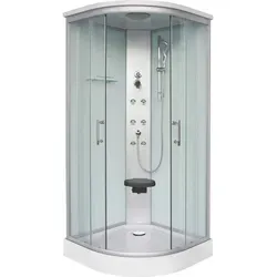 Sanotechnik Komplettduschkabine RUMBA 215cm x 90cm - Duschkabine mit 5mm ESG-Sicherheitsglas, klappbarem Sitz und 6 Massagedüsen für entspannende Wellnessmomente. Schnelle Montage ohne Silikon für Ihre Wohlfühl-Oase.