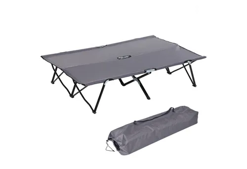 Outsunny Campingbett Klappbar für 2 Personen - Feldbett für zwei Personen, bis 136 kg belastbar, mit erhöhtem Design für Kälte- und Nässe-Schutz, leicht transportabel dank Faltmechanismus und Tragetasche.
