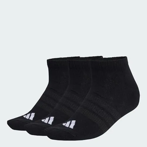 adidas Unisex Cushioned Essentials Low Cut Socks 3 Pair Pack, black/black/white, 48-51