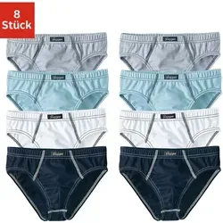 Slip LE JOGGER, Jungen, Gr. 176, 8 Stk., bunt (grau, meliert, weiß, blau, marine), Jersey, Obermaterial: 100% Baumwolle, unifarben, körpernah, Unterhosen Slip, mit sportlichen Nähten
