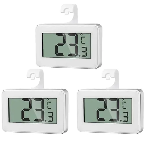 AiQInu 3 Mini Kühlschrank Thermometer Digital, Innen und Gefrierschrank, Mit Frost Alarm