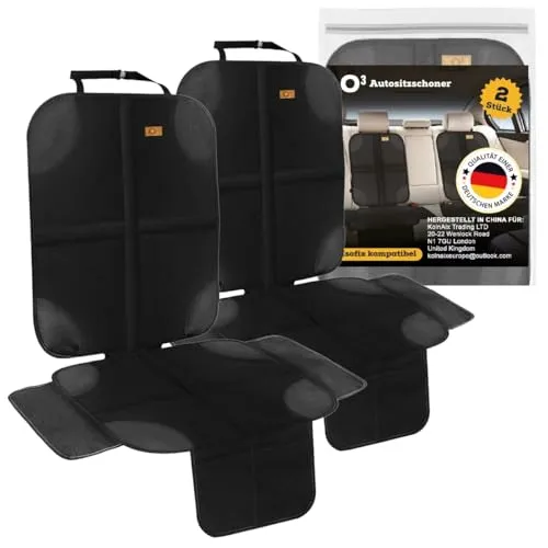 O³ Sitzschoner Auto Kindersitz, 2 Stück Autositzschoner Isofix, rutschfeste Autositzauflage, Rücksitzschoner für Babyschale, Kindersitzunterlage, Sitzauflage Haustiere
