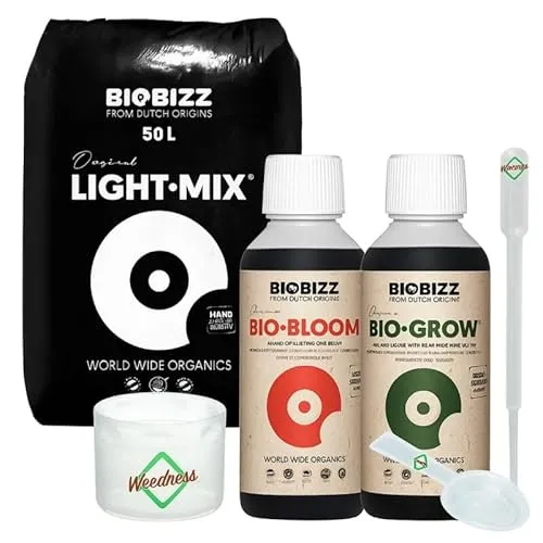 Weedness BioBizz Light Mix Erde-Set - Blumenerde Grow Indoor Outdoor Bonsai Balkon-Pflanzen Palmen Bio Kokos Anbau