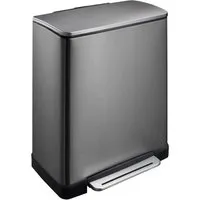PROREGAL® Mülleimer 46 l - Stilvoller Treteimer mit breitem Pedal - Haushaltszubehör, elegantes Design in Anthrazit und praktisches 2-Kammer-System für müheloses Trennen von Abfällen.