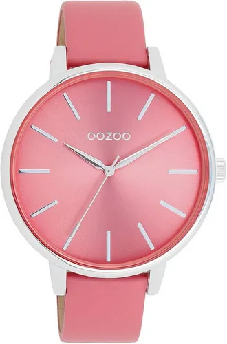 OOZOO Quarzuhr C11295 - Elegante Damenuhr mit Lederarmband - Armbanduhr für Damen mit spritzwassergeschütztem Gehäuse und stilvollem rosa Zifferblatt. Ideal für jeden Anlass!