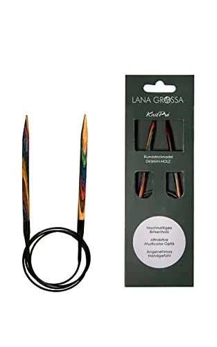Lana Grossa Rundstricknadel Design-Holz | Stricknadeln aus Birkenholz, ergonomisch & farbig | Ideal für Pullover, Schals, Mützen & weitere Rundprojekte 60/5,0