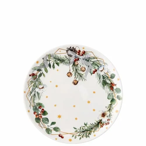 Hutschenreuther Sammelserie 2024 Süßer die Glocken nie klingen Teller flach 22cm - Weihnachtlicher Zierschmuck, flacher Teller aus hochwertigem Porzellan mit detailreichen Weihnachtsmotiven und Goldakzenten, ideal für Sammler und als besonderes Geschenk.