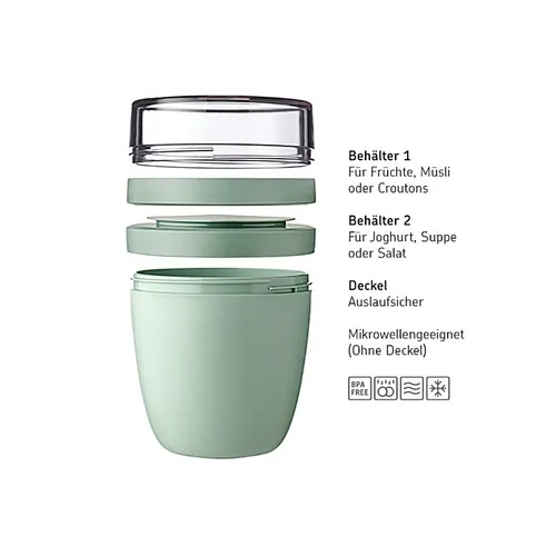 Mepal Lunchpot Ellipse 2er Set - Nordic Green + Weiß - Praktische Brotdosen für unterwegs, mit idealem Volumen und stilvollem Design in Nordic Green + Weiß.