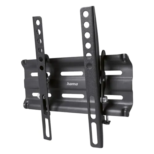 Hama TV Wandhalterung neigbar, flach (TV Wandhalterung 19-48 Zoll, VESA 50x50 bis VESA 200x200, bis 25kg, geringer Wandabstand, Easy Fix System, mit Fischer-Dübeln & Bohrschablone) schwarz