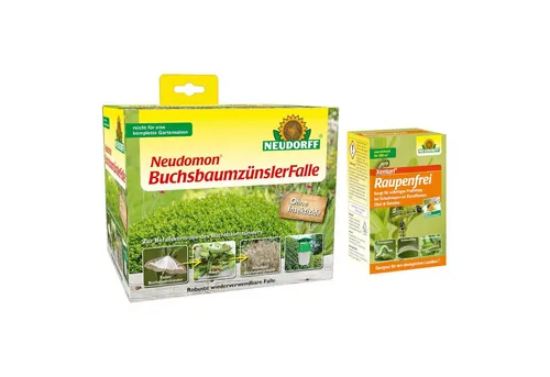Neudorff Insektenfalle Neudomon BuchsbaumzünslerFalle + XenTari 25g - Pflegemittel & Schädlingsbekämpfung, effektive Bekämpfung des Buchsbaumzünsler mit einfacher Handhabung und ohne schädliche Chemikalien.