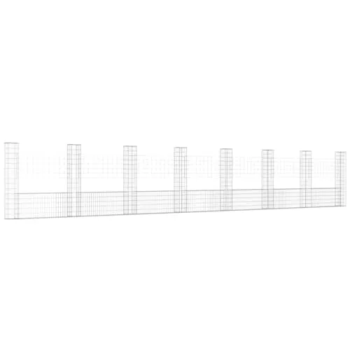 vidaXL Gabionenkorb U-Form mit 8 Säulen - Dekorative Zäune, ideal für Sichtschutz und Stützmauern, aus rostfreiem Eisen für extreme Stabilität und Langlebigkeit.