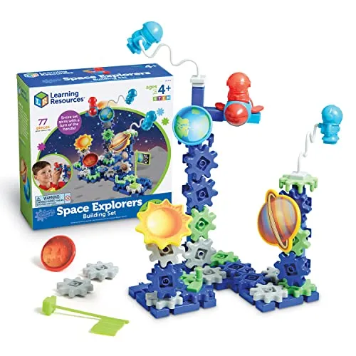 Learning Resources Gears! Gears! Gears! Bausatz für Weltraumentdecker, Ab 4 Jahren, 77-teiliges Set, Fördert Mint-Konzepte und Feinmotorik, Kombinierbar mit Anderen Gears-Sets