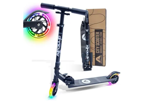 Apollo 125mm Scooter Moonracer - schwarz - Roller / Kickboards: Klappbarer Kinderroller mit 145mm LED-Rädern für leuchtenden Fahrspaß und höhenverstellbarem Lenker. Ideal für Kinder ab 4 Jahren, bietet besten Fahrkomfort und Sicherheit.