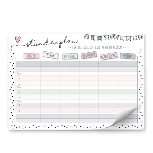 Konfetti Stundenplan DIN A4