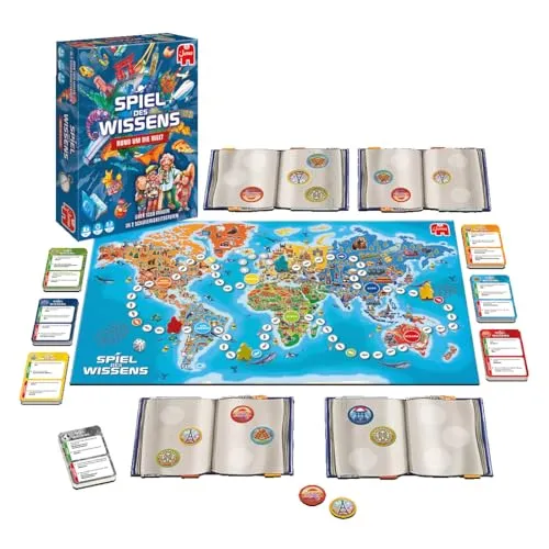 Jumbo Spiele - Spiel des Wissens – Rund um die Welt - Gesellschaftsspiel für die ganze Familie, bei dem ihr auf Weltreise geht und Fragen zu Kultur, Essen und Geographie beantwortet. Spieldauer: ca. 30 Minuten.