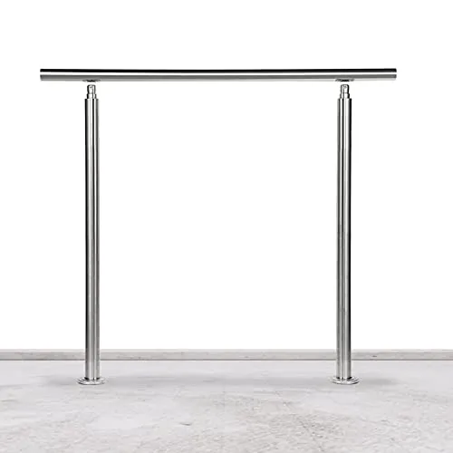 Lospitch Edelstahl-Handlauf Geländer für Balkon Brüstung Treppen mit/ohne Querstreben (160cm, 0 Querstreben)