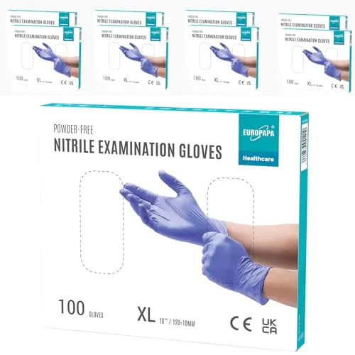 EUROPAPA® Nitrilhandschuhe (800 Stück, XL, Lila) - HOCHWERTIGE Nitrilhandschuhe für vielfältige Anwendungen. Puder- und latexfrei, ideal für empfindliche Haut. Mit texturierten Fingerspitzen für besten Grip und Lebensmittelsicherheit. Perfekt für Haushalt, Industrie und mehr!