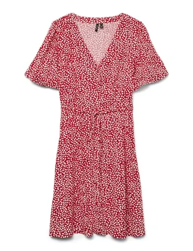 Vero Moda Minikleid VMALBA SS SHORT DRESS WVN NOOS - Fiery Red - Modisches Minikleid aus 100% Viskose mit kühlenden Eigenschaften, ideal für warme Tage. Pflegeleicht und im regular fit für optimalen Tragekomfort.