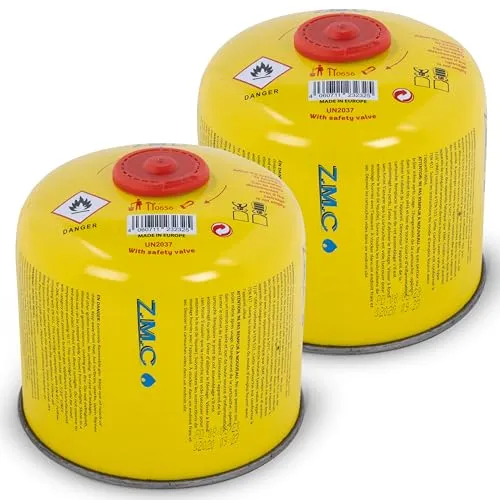 Z.M.C 2X Gaskartuschen 300g / 600ml, Schraubkartusche Butan Propan mit Schraubventil & 7/16 Zoll Eurogewinde EN417, kältebeständig, Verschlussautomatik, für Campingkocher & Gasbrenner