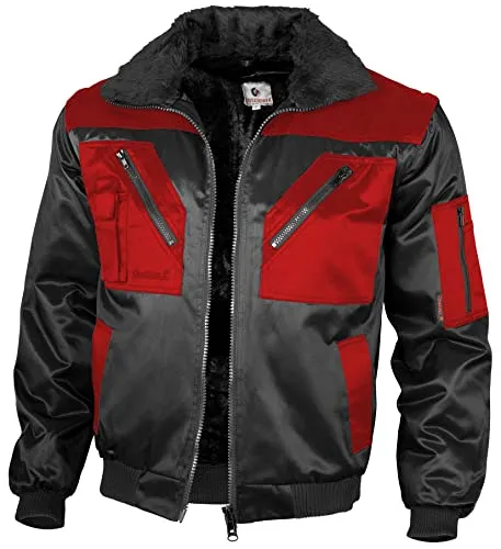 Qualitex - Pilotenjacke 4 in 1, Schwarz/Rot, Größe S - Funktionsjacke mit vielseitiger Nutzung, wärmend und wetterfest, erhältlich in Größe S bis 4XL
