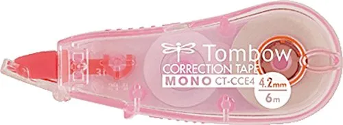 Tombow CT-CCE4-PK Mini-Korrekturroller, mittiges Abrollen, 4.2 mm x 6 m, geblistert, transparent pink