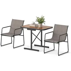 COSTWAY 3-tlg. Gartenmöbel Set, Bistrotisch mit 2 Stühlen, Balkonset mit 2 Stühle & Tisch, Terrassenmöbel, Gartengarnitur, platzsparende Sitzgr... - Schwarz/Braun