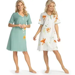 Consult-Tex Nachthemd Doppelpack Kurzarm Nachthemd (Set, 2-tlg., 2er-Pack) bequem zu Tragen grün 44/46