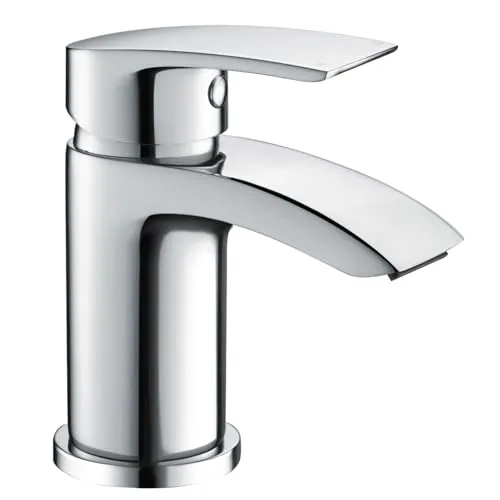 Waschtischarmatur Wasserhahn Bad - Einhebelmischer für modernes Badezimmer - Elegante Waschbeckenarmatur im Wasserfall-Design aus langlebigem Messing. Einfache Installation und komfortable Einhebelsteuerung für optimalen Wasserfluss.