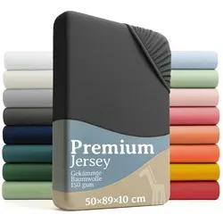 Laleni Spannbettlaken Premium für Beistellbett - Atmungsaktives Spannbetttuch, Gummizug: rundum, (2 Stück), 100% Baumwolle (150 g/m) grau 50 cm x 89 cm