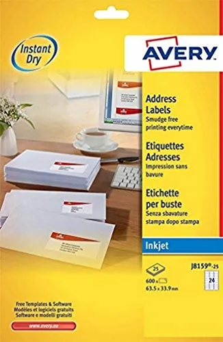 Avery J8 Quick Dry Etiketten 63.5 x 33.9 weiß