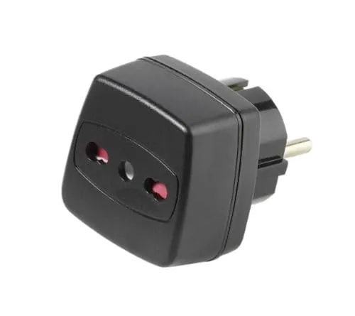 Vivanco TA I/D Reisestecker Italien Buchse (Schuko Stecker schwarz)