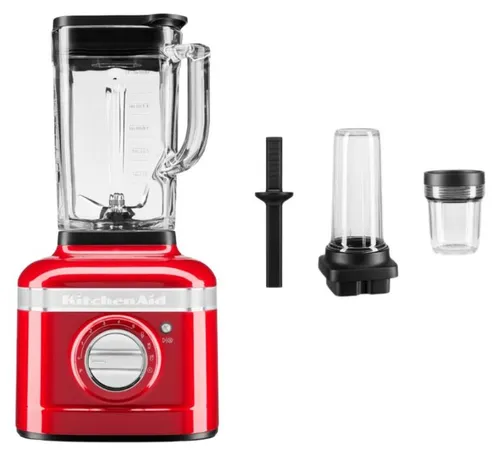 KitchenAid K400 Standmixer Komplett-Paket in Liebesapfelrot - Vielseitiger Standmixer mit 1.200 Watt Leistung und asymmetrischen Klingen für perfekte Ergebnisse. Inklusive Mitnahmebehälter und Rezeptheft für köstliche Smoothies und Säfte, ideal für unterwegs.